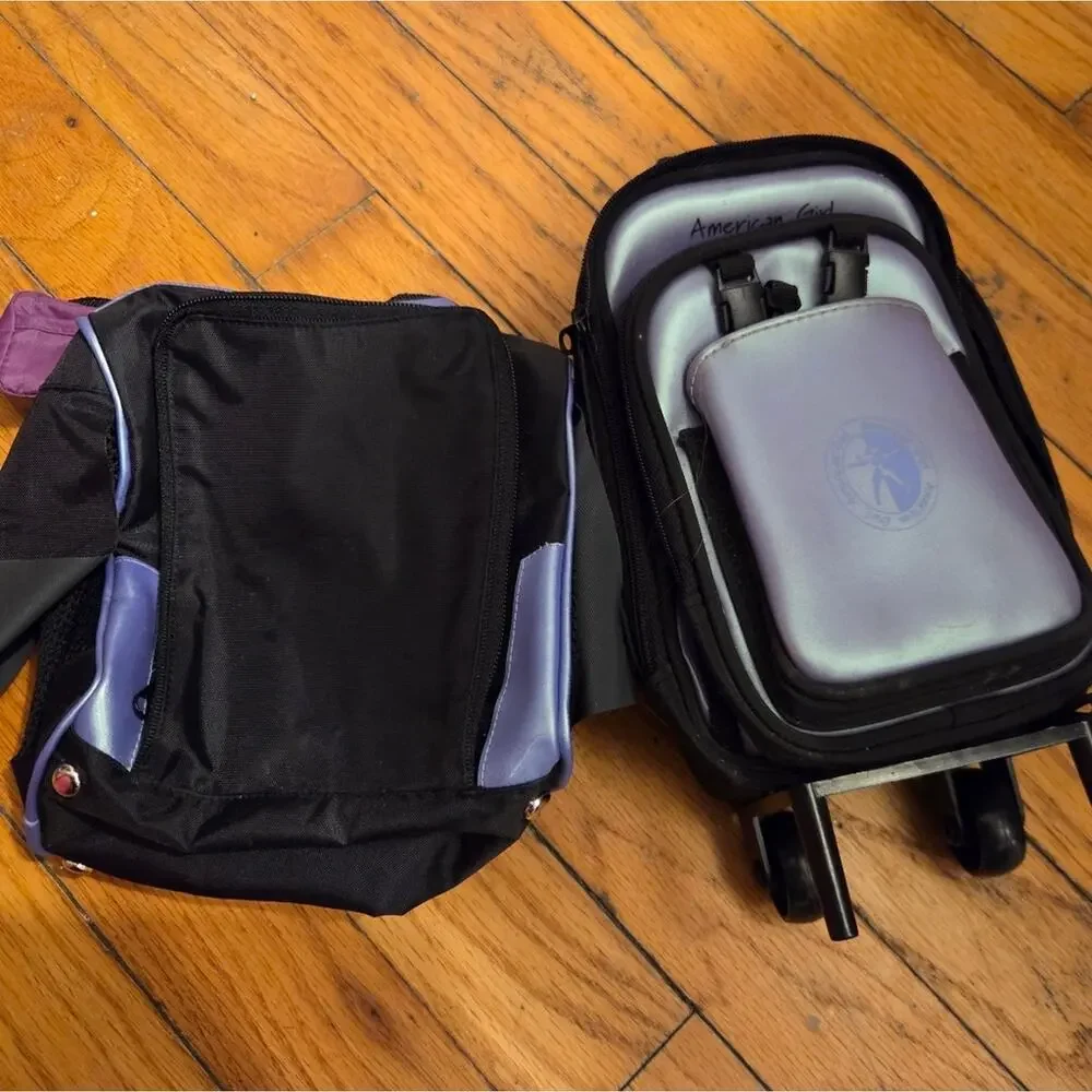 American Girl SUITCASE & BACKPACK Combo Luggage Purple Lavender DOLL SIZED Used